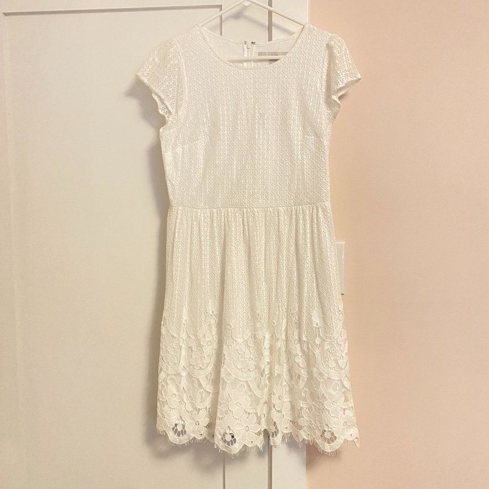 LOFT White Lace Cap-Sleeve Wedding Dress